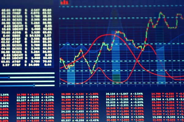 Moniteur Avec Données Boursières Gros Plan — Photo