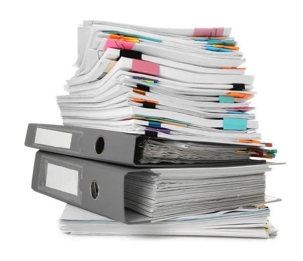 业务文档在白色背景上的堆栈 免版税图库照片