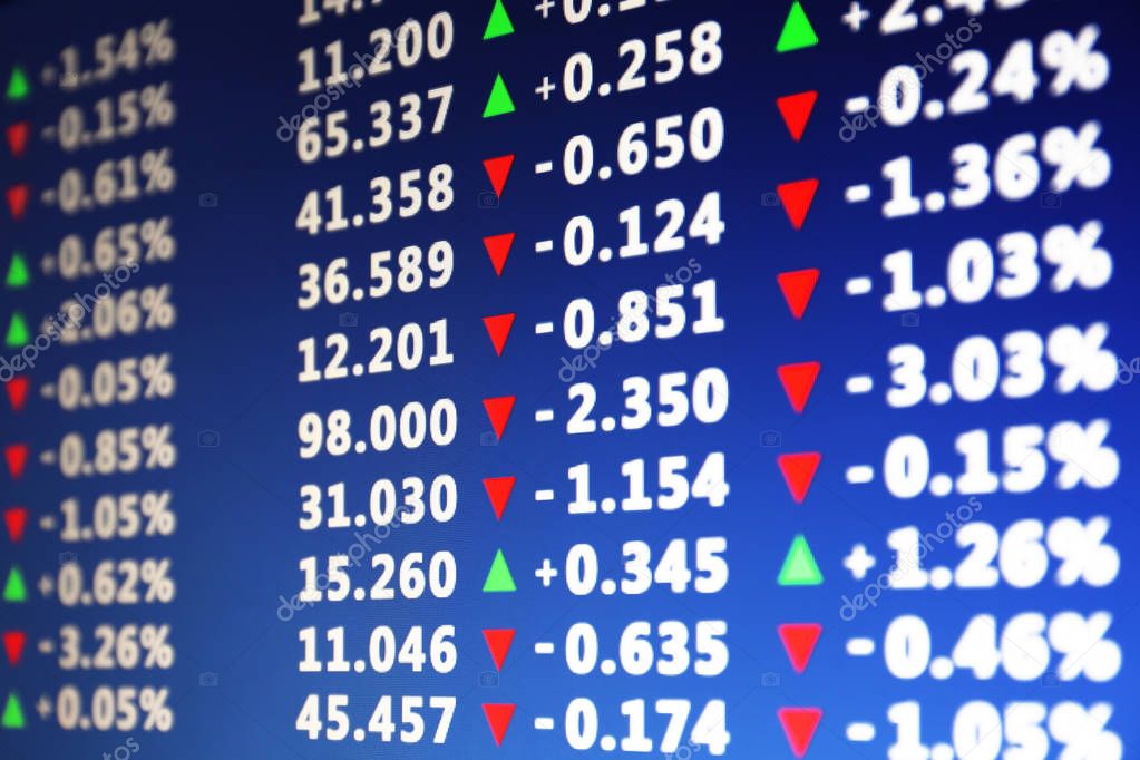 Monitor with stock exchange data, closeup  