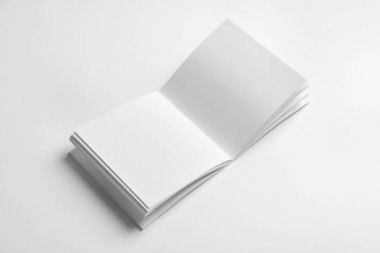 Beyaz arka plan üzerine açık defter. Mockup tasarım için