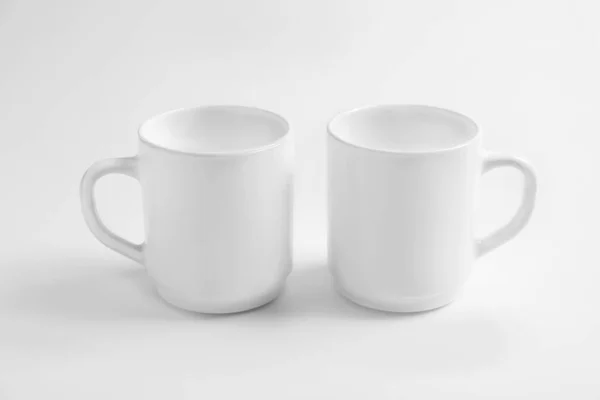 Tazas Cerámica Sobre Fondo Blanco Burla Para Diseño — Foto de Stock