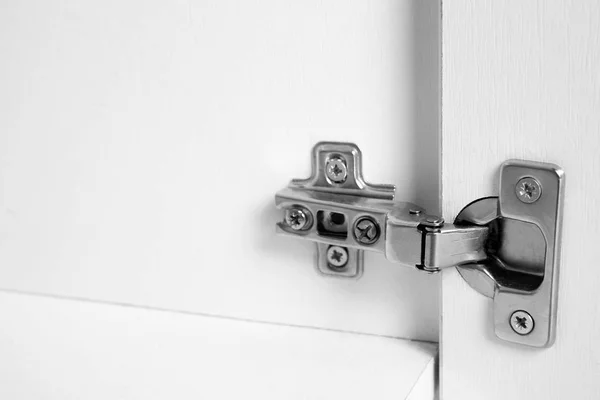 Metal hinges of wardrobe, closeup — Stock Photo, Image