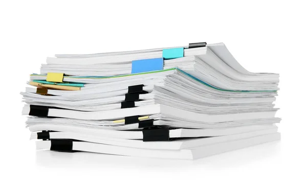 Empilhamento de documentos no fundo branco — Fotografia de Stock