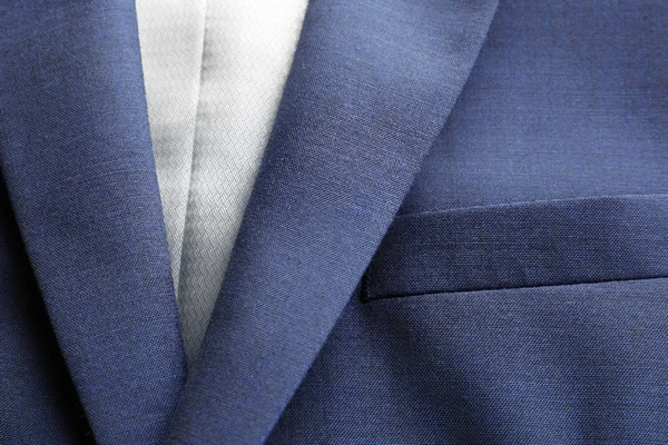 Collar of elegant custom-made suit, closeup — Stock Photo, Image