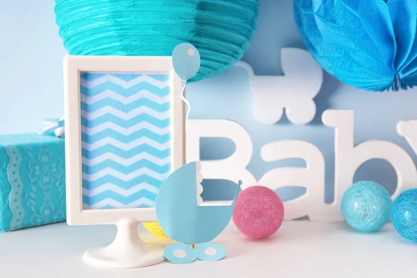 Decorations for baby shower party indoors — Stock Photo, Image