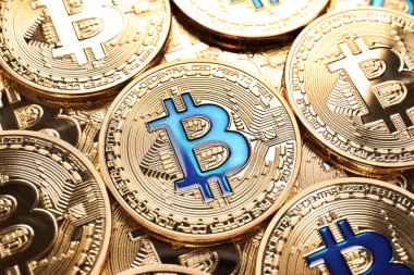 Birçok altın bitcoins, portre