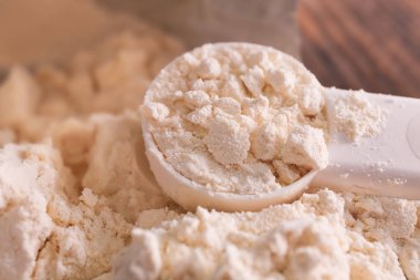 Kepçe, closeup ile protein tozu