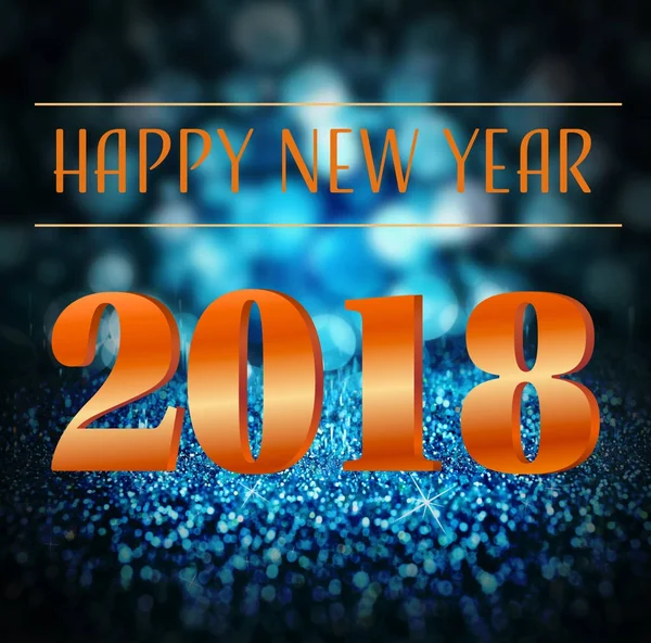 Komunikat szczęśliwy Nowy Rok 2018 na tle niewyraźne lights — Zdjęcie stockowe