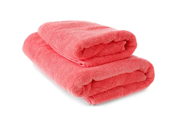 Soft terry towels on white background — Stock Photo, Image