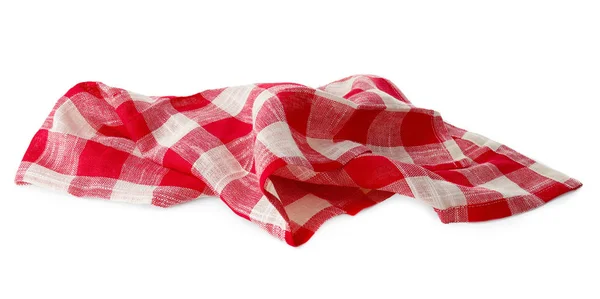 Checkered kitchen towel on white background — Stock Photo, Image