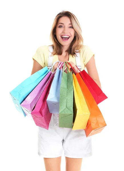 Mujer joven con bolsas de compras —  Fotos de Stock