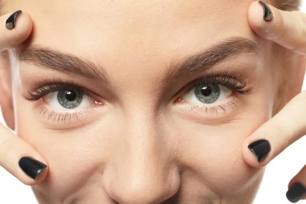 Schöne Frau mit langen Wimpern, Nahaufnahme — Stockfoto