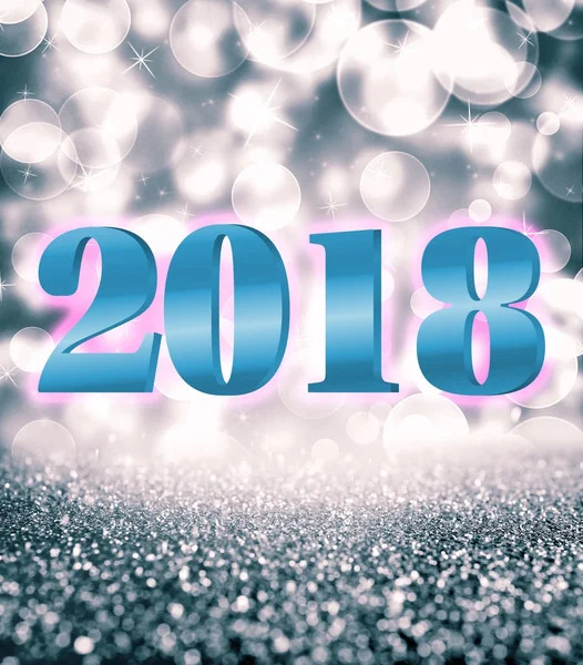 Mensagem HAPPY NEW YEAR 2018 on blurred lights background — Fotografia de Stock