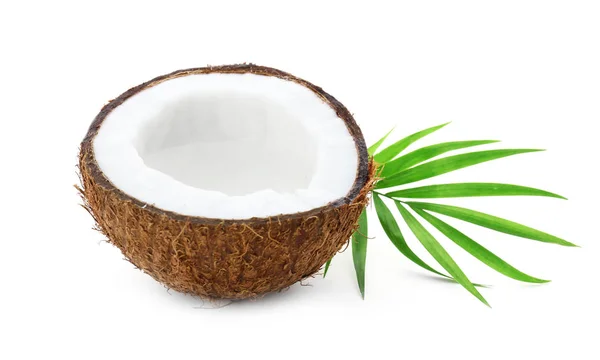 Hälften av kokos på vit bakgrund — Stockfoto