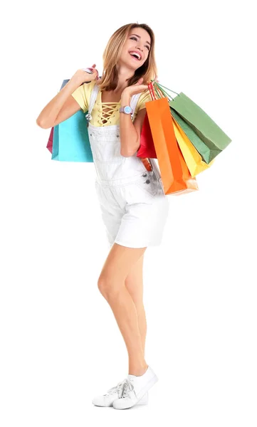 Mujer joven con bolsas de compras —  Fotos de Stock