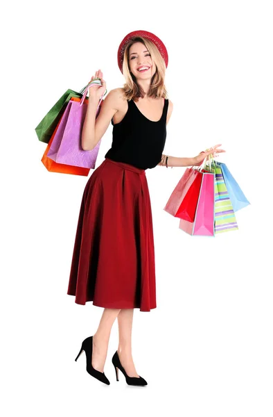 Mujer joven con bolsas de compras —  Fotos de Stock