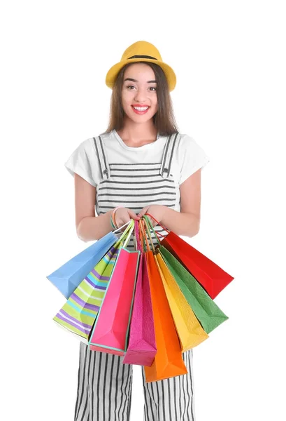 Giovane donna con borse della spesa — Foto Stock