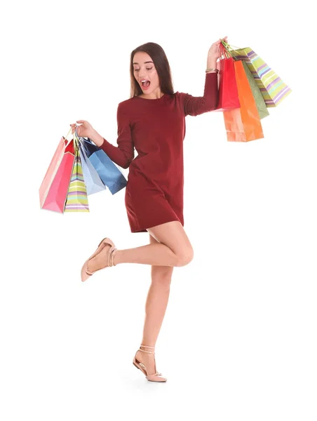 Mujer joven con bolsas de compras —  Fotos de Stock