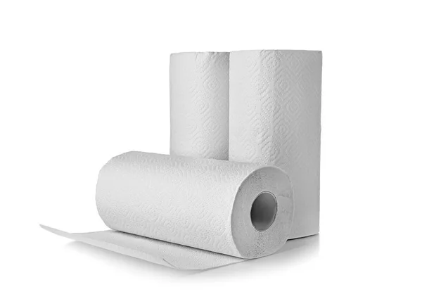 Rolls of paper towels on white background — Stock Photo, Image