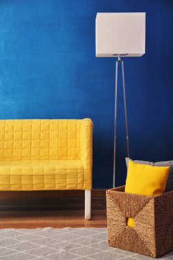 Oturma odasının içindeki şık kanepe.