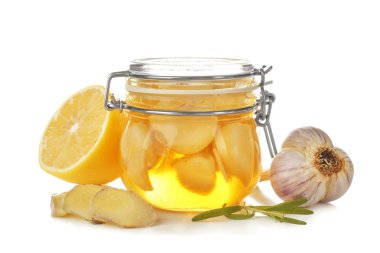 Bal ve sarımsak ile kompozisyon 