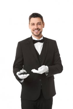 Garson Servisi çan beyaz arka plan üzerinde olan