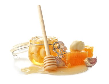 Composition with honey and garlic  clipart