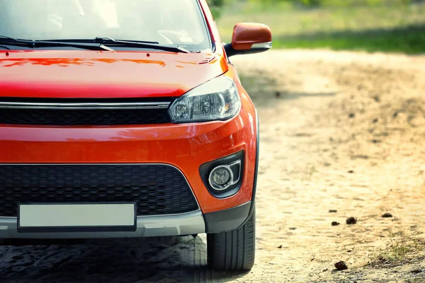 Red modern car outdoors — Stock Photo, Image