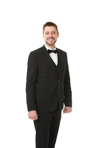 Handsome waiter on white background — Stock Photo, Image