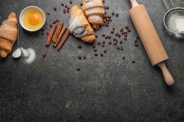 Composition with tasty croissants — Stock Photo, Image