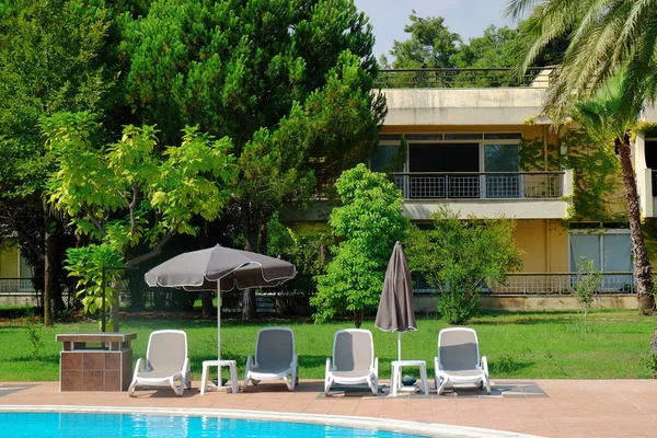 View of resort with swimming pool, outdoors — Stock Photo, Image