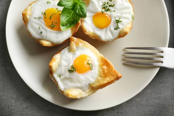 Pečená vejce v těstíčku — Stock fotografie