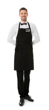 Beyaz üzerine yakışıklı garson  