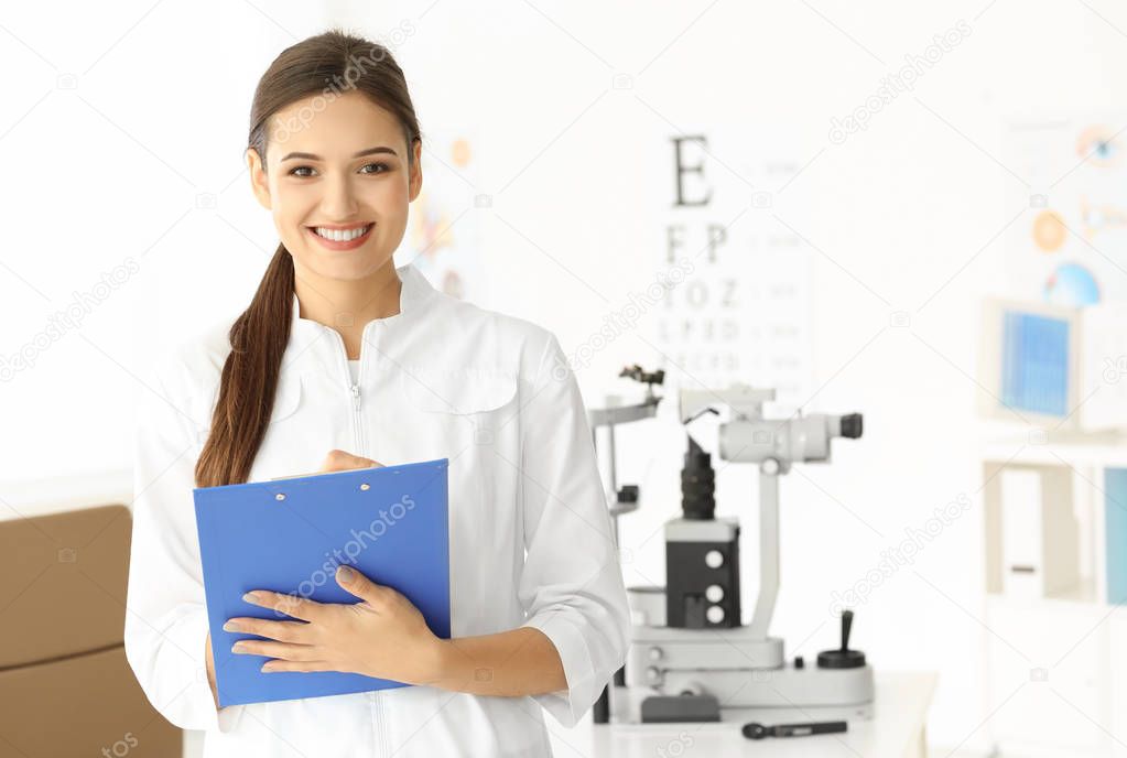 Young ophthalmologist in modern clinic
