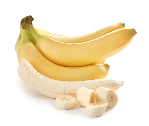 Reife Bananen Auf Weißem Hintergrund — Stockfoto