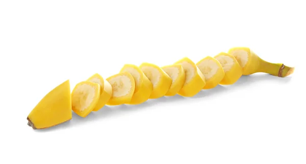 Banana Affettata Sfondo Bianco — Foto Stock