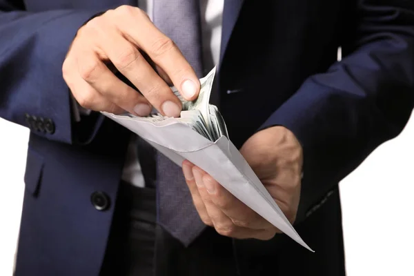 Geschäftsmann Mit Umschlag Mit Geld Korruptionskonzept — Stockfoto