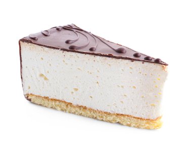 Beyaz zemin üzerine lezzetli sufle kek parçası