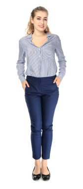 Beyaz arka plan üzerinde güzel emlakçı