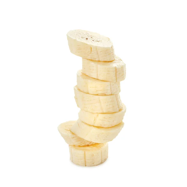 Банановые Ломтики Белом Фоне — стоковое фото