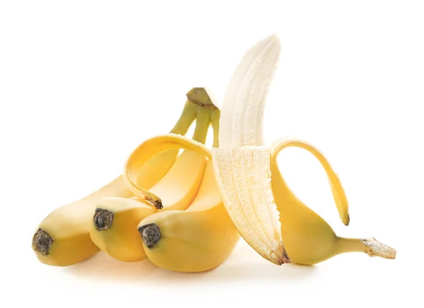 Спелые Бананы Белом Фоне — стоковое фото