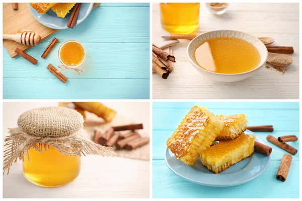 Collage con miele dolce e cannella aromatica — Foto Stock