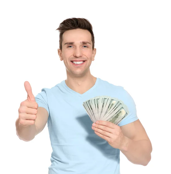 Man Money White Background — Stock Photo, Image