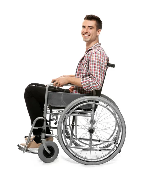 Young Man Wheelchair White Background — Stock Photo, Image