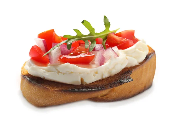 Tasty fresh bruschetta on white background — Stock Photo, Image