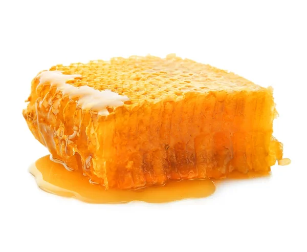 Färsk Honeycomb Vit Bakgrund — Stockfoto