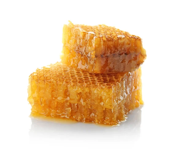 Fresh Honeycombs White Background — Stock Photo, Image