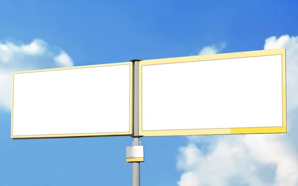 Blank advertising boards on blue sky background — Stock Photo, Image