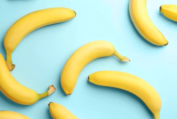Bananas Maduras Fundo Cor — Fotografia de Stock