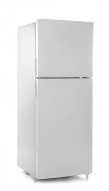 Beyaz arkaplanda yeni buzdolabı